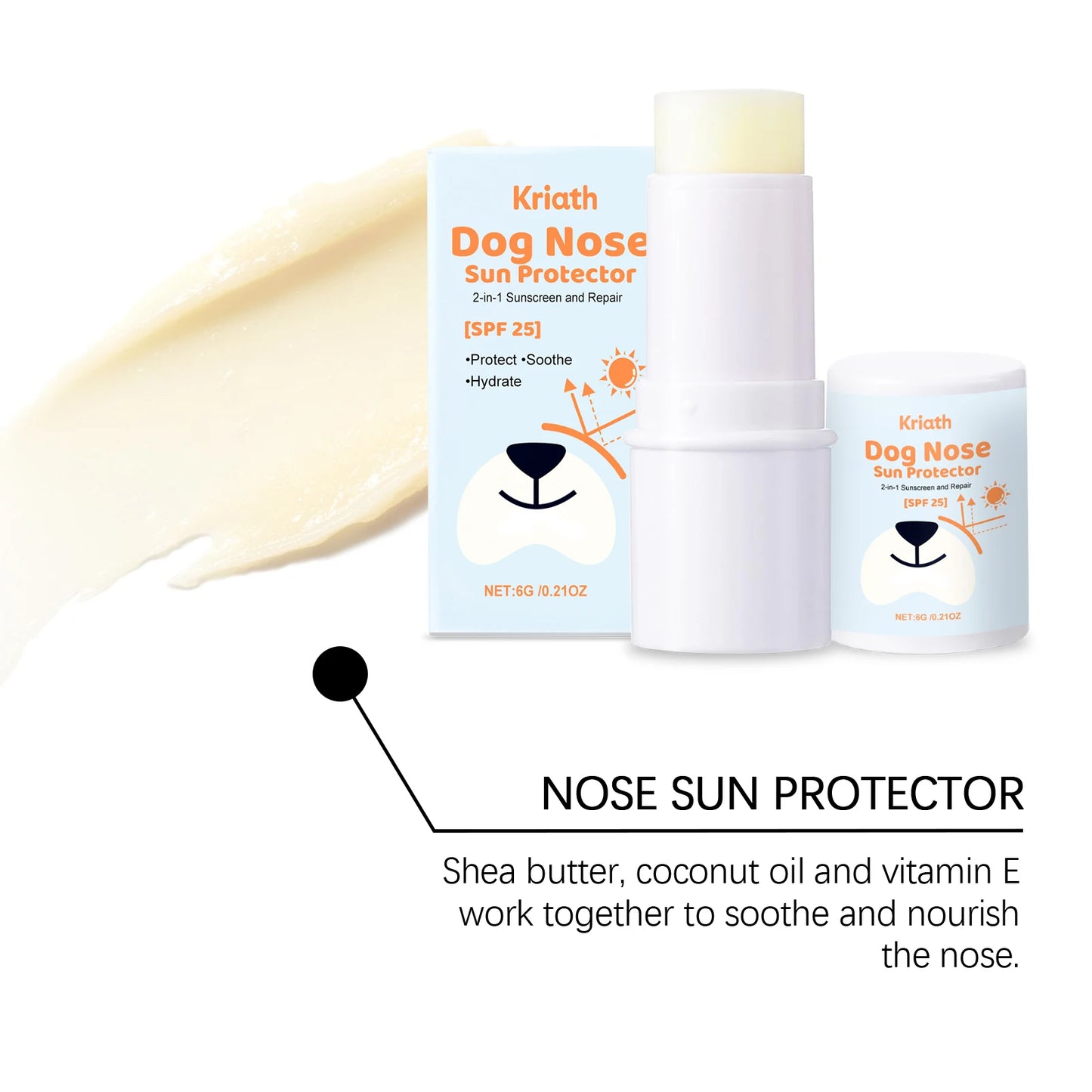 Kriath Dog Nose Protection Cream Gentle Care with Shea Butter & Vitamin E UV Shield for Pet Outdoor