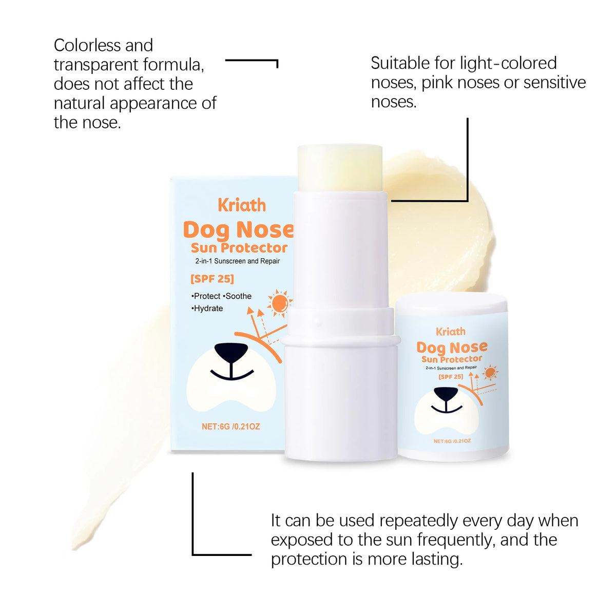 Kriath Dog Nose Protection Cream Gentle Care with Shea Butter & Vitamin E UV Shield for Pet Outdoor