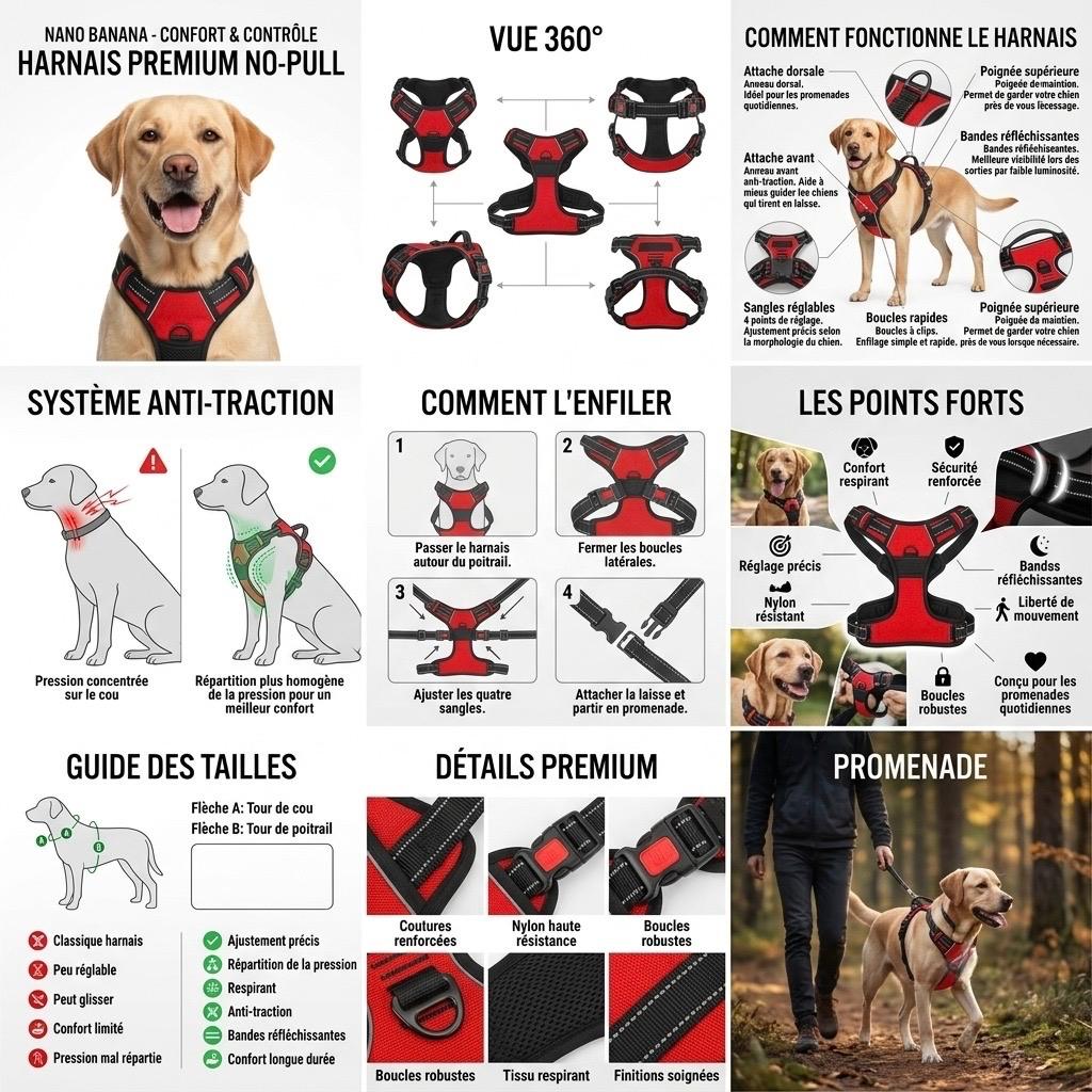 Harnais Anti-Traction Premium pour Chien | Confort, Sécurité & Contrôle Optimal.