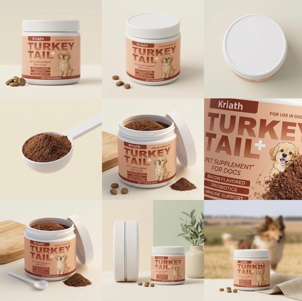 Immunité Chien Senior 100 g – Poudre Arôme Bacon au Reishi & Probiotiques | Défenses & Digestion